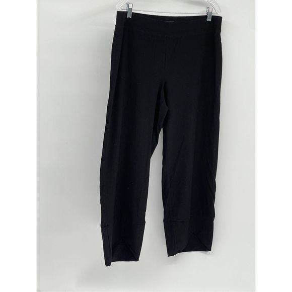 Eileen Fisher Wide Leg Pants Women Large Black Stretch‎